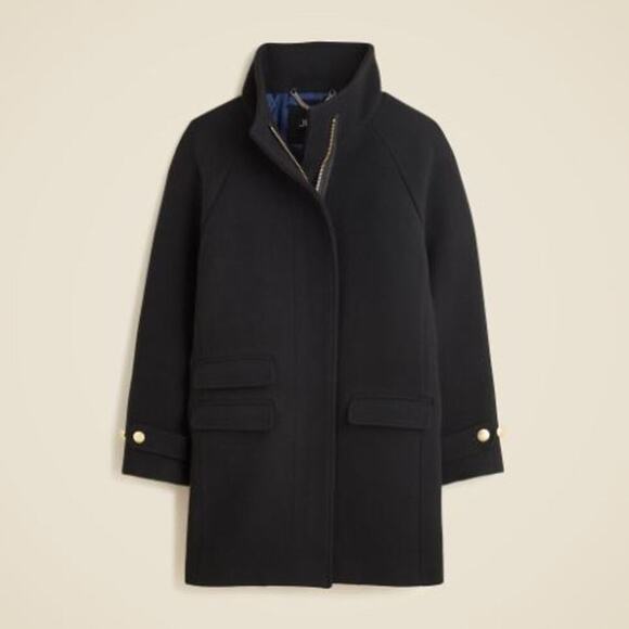 JCrew Womens Italian Stadium-Cloth Wool Blend Toscana Coat CE180 Black Sze 6 NWT - Picture 7 of 9